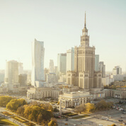 Downtown view of a beautiful city in Europe.